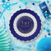 表彰状リボン青白1位紙プレート ペーパープレート (パーティー)