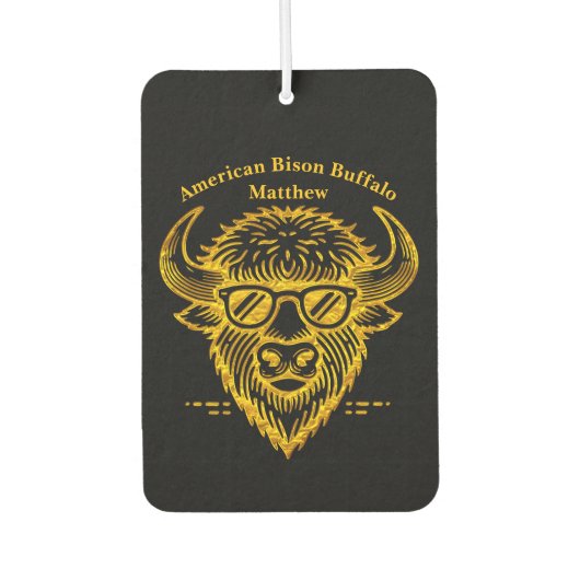 表情のあるサングラスを着たクールバイソン カーエアーフレッシュナー (正面)