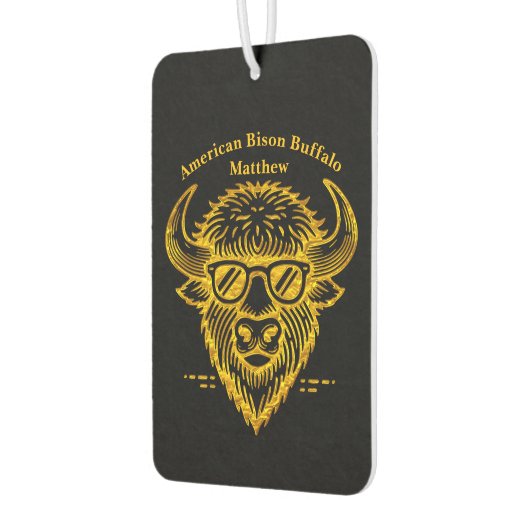 表情のあるサングラスを着たクールバイソン カーエアーフレッシュナー (左)