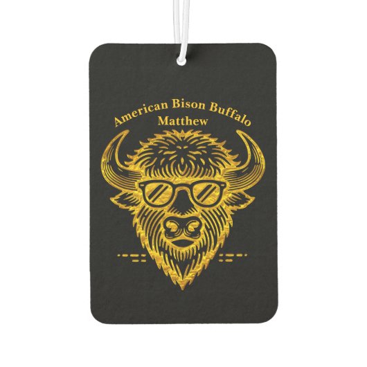 表情のあるサングラスを着たクールバイソン カーエアーフレッシュナー (裏面)