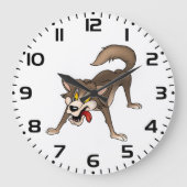 表情を持つマンガおっちょこちょいのー狼 ラージ壁時計 (正面)