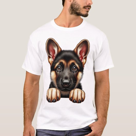 表情を表す目を持つドイツの羊飼い犬 Tシャツ (正面)