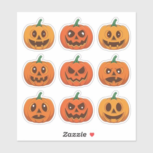 表情豊かなジャックオランタン顔スクラップブックシール シール (シート)