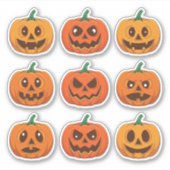 表情豊かなジャックオランタン顔スクラップブックシール シール (正面)