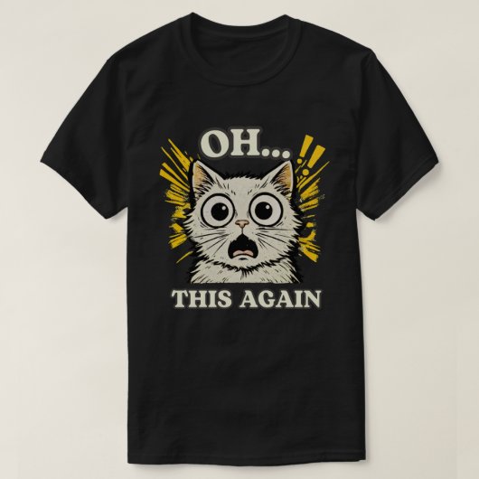 表情豊かな猫のリアクションイラストデザイン Tシャツ (デザイン正面)