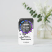 表情豊かな黒いブラシ仕上げ/羽毛装飾 名刺 (スタンド正面)