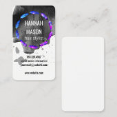 表情豊かな黒いブラシ仕上げ/羽毛装飾 名刺 (正面/裏面)