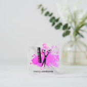 表情豊絵を描かなテクスチャサロンシアー スクエア名刺 (スタンド正面)