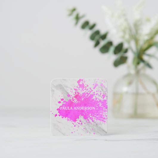 表情豊絵を描かなMarbleテクスチャ スクエア名刺 (スタンド正面)