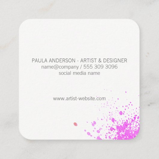 表情豊絵を描かなMarbleテクスチャ スクエア名刺 (裏面)