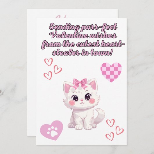 表現ハートを溶かす子猫をテーマにした愛 シーズンカード (正面/裏面)