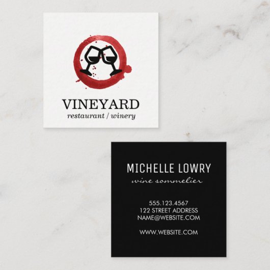 表現ブラシ仕上げテクスチャ/ワイングラス |トースト スクエア名刺 (正面/裏面)