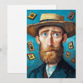表現ポートレートひげ男インヴァンゴッホスタイル 招待状 (正面/裏面)