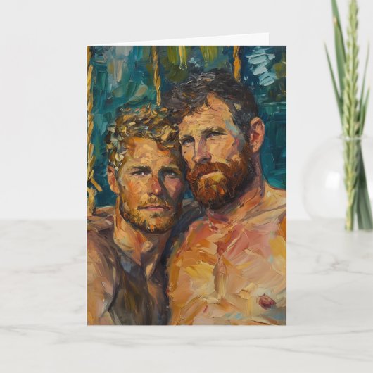 表現主義の油絵のひげの抱擁 カード (正面)