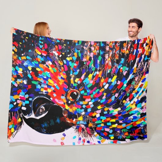 表現主義の鮮やかな熱帯鳥の壁画 フリースブランケット (インサイチュ)