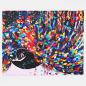 表現主義の鮮やかな熱帯鳥の壁画 フリースブランケット (正面(横))