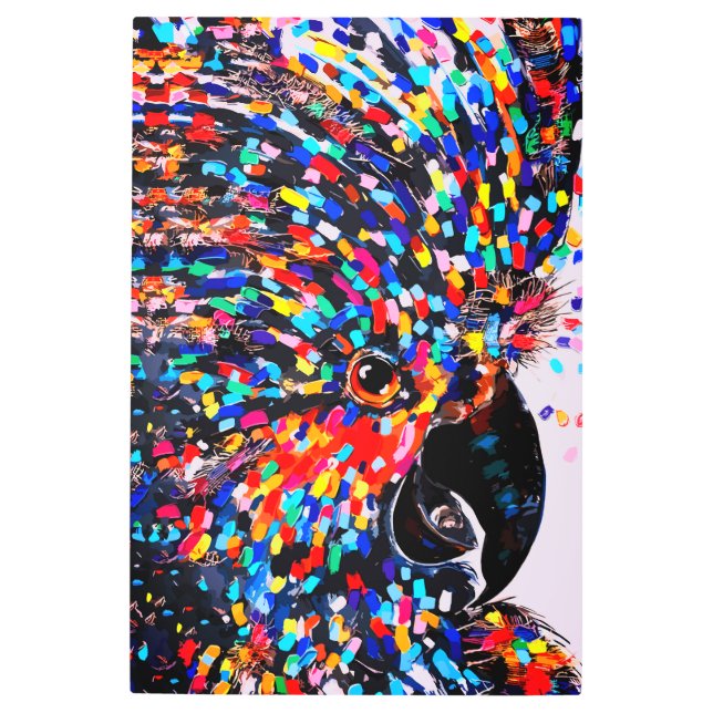 表現主義の鮮やかな熱帯鳥の壁画 メタルプリント (正面)