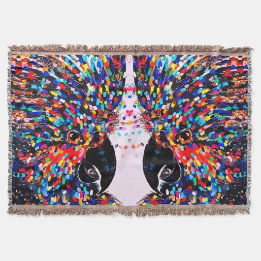 表現主義の鮮やかな熱帯鳥ウォールアート スローブランケット (正面)