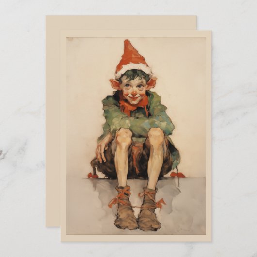 表現主義クリスマス小妖精や小人1 シーズンカード (正面/裏面)