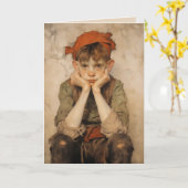 表現主義クリスマス小妖精や小人2 カード (黄色い花)