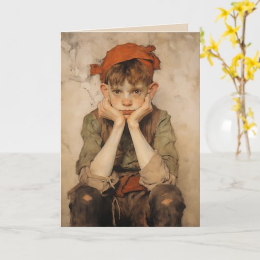 表現主義クリスマス小妖精や小人2 カード (黄色い花)