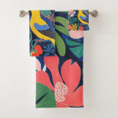 表現主義パロッツ熱帯植物アート バスタオルセット (インサイチュ)