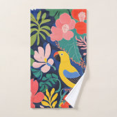 表現主義パロッツ熱帯植物アート バスタオルセット (ハンドタオル)