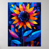 表現主義幾何学ひまわり鮮やか- Art ポスター (正面)