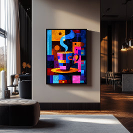 表現主義幾何学コーヒー – カ鮮やかフェ ポスター