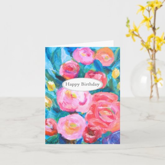 表現主義抽象芸術フローラアーかわいらしト誕生日 カード (黄色い花)