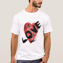 表現力豊かなブラシストロークの赤いハート LOVE グラフィックTシャツ