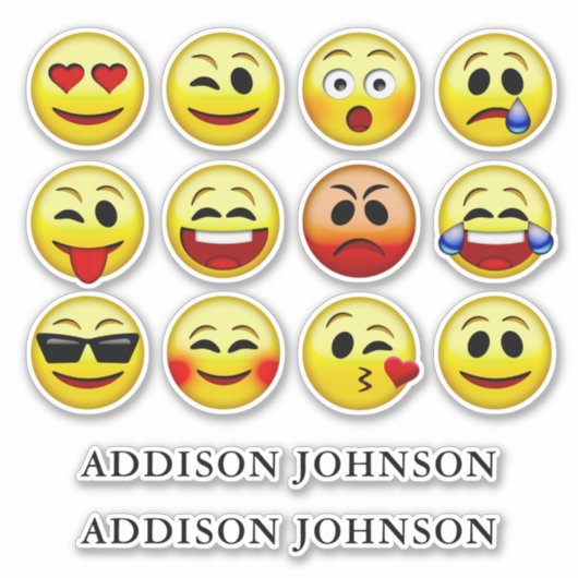 表現力豊かな絵文字顔12コレクション名前をカスタムする8" シール (正面)