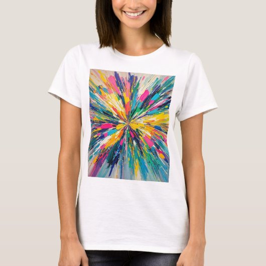 表現抽象芸術カラフルウォールアートポスターデコル Tシャツ (正面)