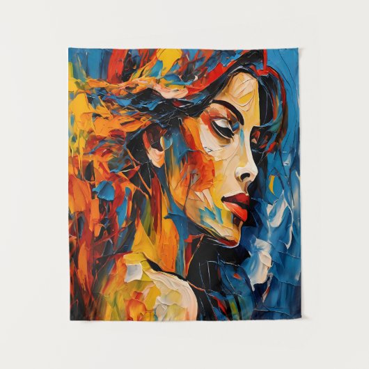 表現者はっきりした女性ポートレート抽象芸術芸術 タペストリー (正面)