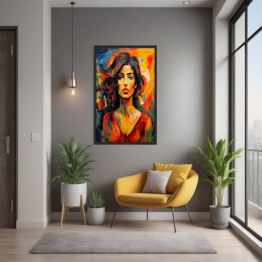 表現者はっきりした女性抽象芸術ポートレートアート ポスター