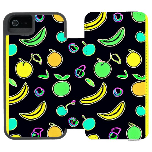 表現豊かなカラフルフルーツのネオン作品 INCIPIO iPhoneウォレットケース (フォリオ Open)