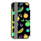 表現豊かなカラフルフルーツのネオン作品 INCIPIO iPhoneウォレットケース (フォリオ裏面)