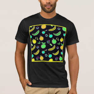 表現豊かなカラフルフルーツのネオン作品 Tシャツ
