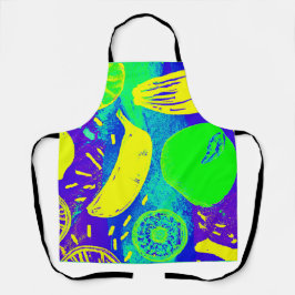 表現豊かなフルーツのネオンカラーパターンアート エプロン