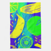 表現豊かなフルーツのネオンカラーパターンアート キッチンタオル (縦)