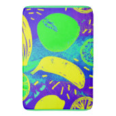 表現豊かなフルーツのネオンカラーパターンアート バスマット (正面縦)