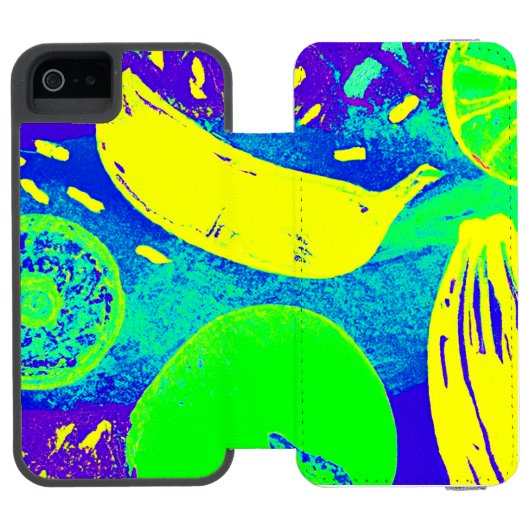 表現豊かなフルーツのネオンカラーパターンアート INCIPIO iPhoneウォレットケース (フォリオ Open)