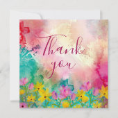 表現豊かなフローラ水彩サンキューカード サンキューカード (正面)