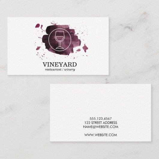 表現豊かなブラシをかけたワイングラスのアイコン ラインアート 名刺 (正面/裏面)