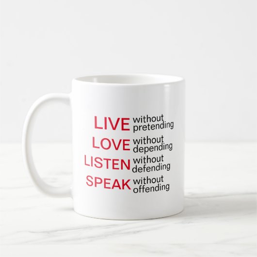 表現豊かなマグカップ生聞活話、愛、 コーヒーマグカップ (左)