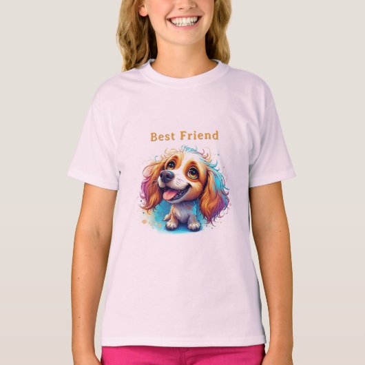 表現豊かな瞳の元気な子犬 Tシャツ (正面)