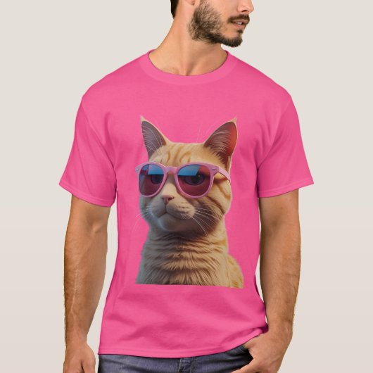 表現3Dオレンジキャットティー Tシャツ (正面)