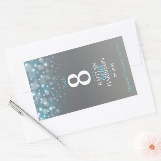 表番号が灰色のテ結婚ーブルのワカスタムインラベル 長方形シール (封筒)