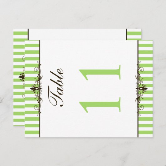 表番号の両面(緑と白ストライプの) ポストカード (正面/裏面)