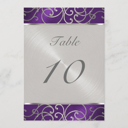 表番号エレガント紫と銀の縁飾り 招待状 (正面)